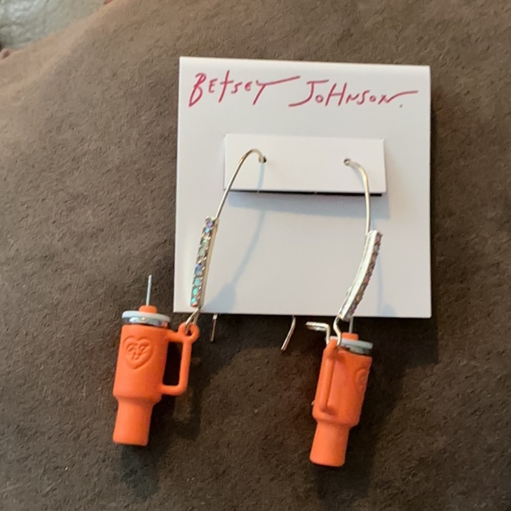 Betsey Johnson Vibrant Orange Stanley Earrings 2.5 “ Long